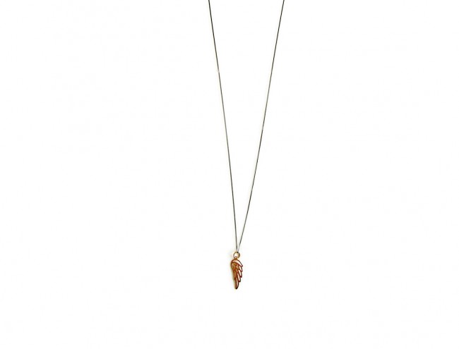 pink gold wing charm necklace