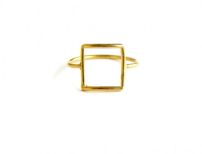 square 14K gold ring