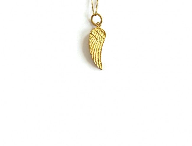 yellow gold wing charm chain necklace