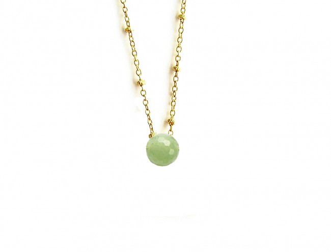 14Κ chain green jade necklace