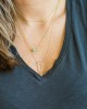 14Κ chain green jade necklace