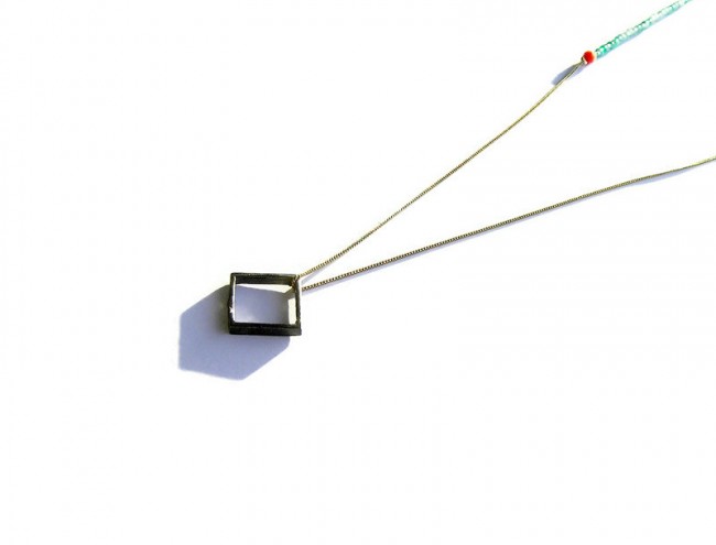 agate square gold chain necklace
