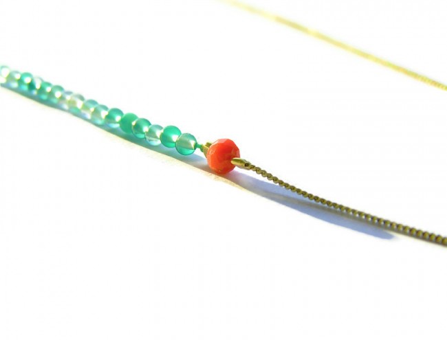 agate square gold chain necklace
