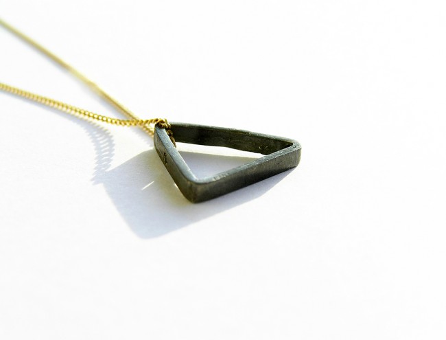 black silver triangle gold chain necklace