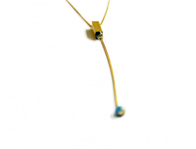 blue black crystal gold chain necklace