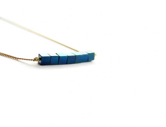 blue hematite chain necklace