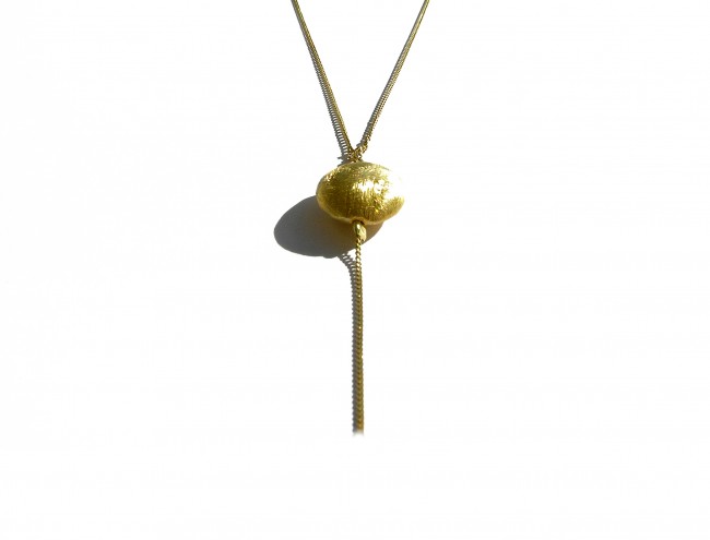 button gold plated chain necklace