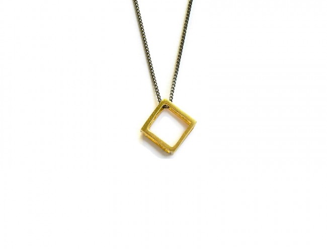 cube black silver chain necklace 
