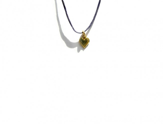 purple cord gold heart necklace