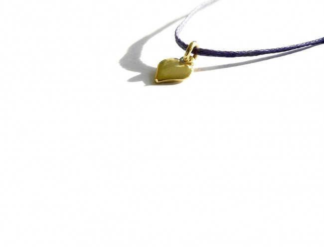 purple cord gold heart necklace