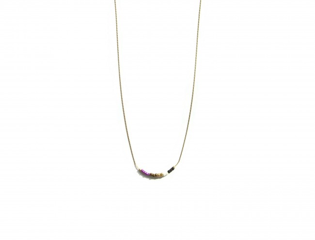 purple gold beads chain necklace