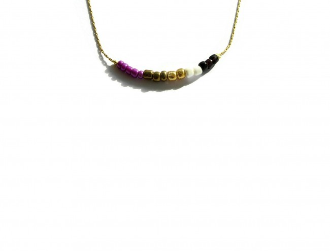 purple gold beads chain necklace