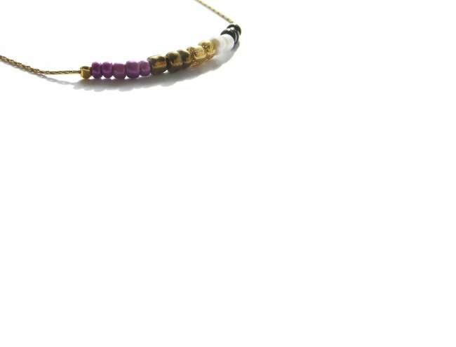 purple gold beads chain necklace