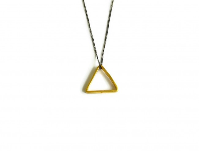 triangle black silver chain necklace 