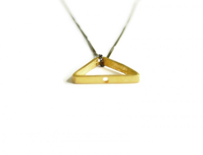 triangle black silver chain necklace 