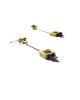 lapis gold square chain earrings