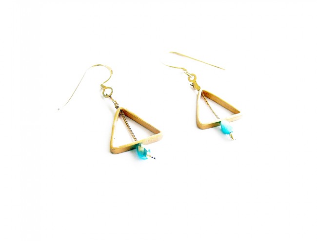 light blue crystal triangle earring