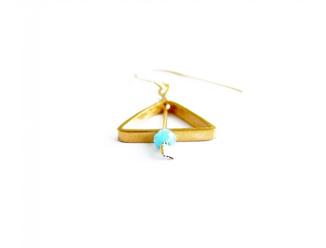 light blue crystal triangle earring