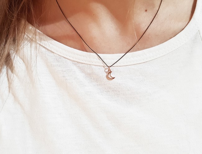 pink gold moon necklace 