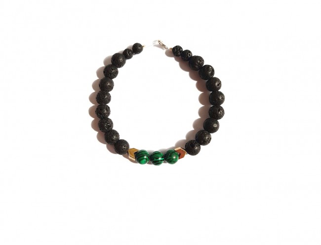 malachite black lava gold arrow men bracelet