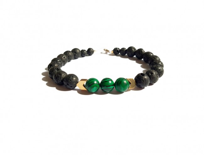 malachite black lava gold arrow men bracelet