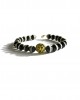 white black agate 14K lion men bracelet