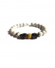 white yellow howlite stainless steel skull men bracelet