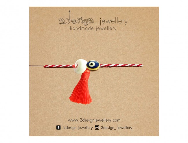 martis blue eye charm red tassel bracelet 