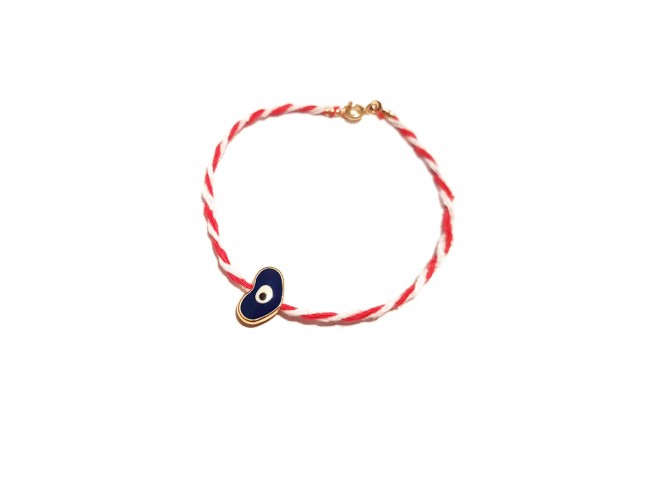martis blue heart eye charm gold bracelet
