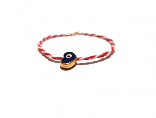 martis blue heart eye charm gold bracelet