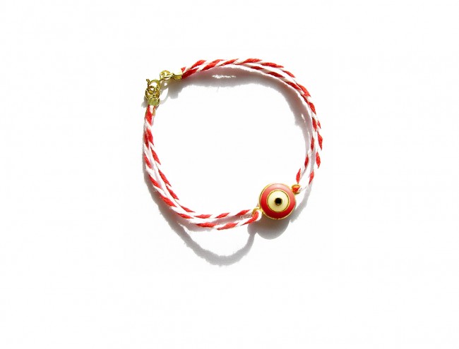 martis red eye charm gold bracelet 