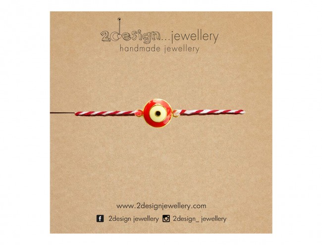 martis red eye charm gold bracelet 