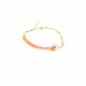 baby pink coral eye charm gold chain bracelet