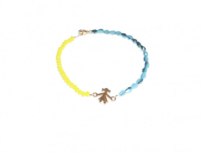 light blue and yellow crystal girl bracelet