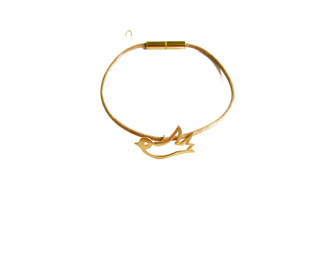 natural leather gold bird bracelet