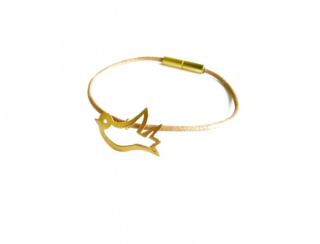 natural leather gold bird bracelet