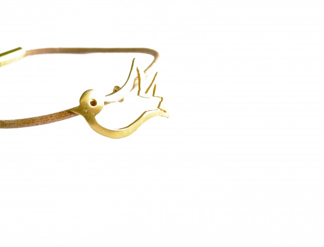 natural leather gold bird bracelet