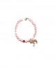 pink quartz, silver frog bracelet
