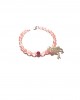 pink quartz, silver frog bracelet