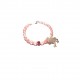 pink quartz, silver frog bracelet